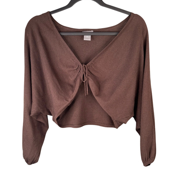 ANN TAYLOR M Tie Front Bolero Silk Blend Layering Y2K Style Minimalist Cardigan - Picture 1 of 8